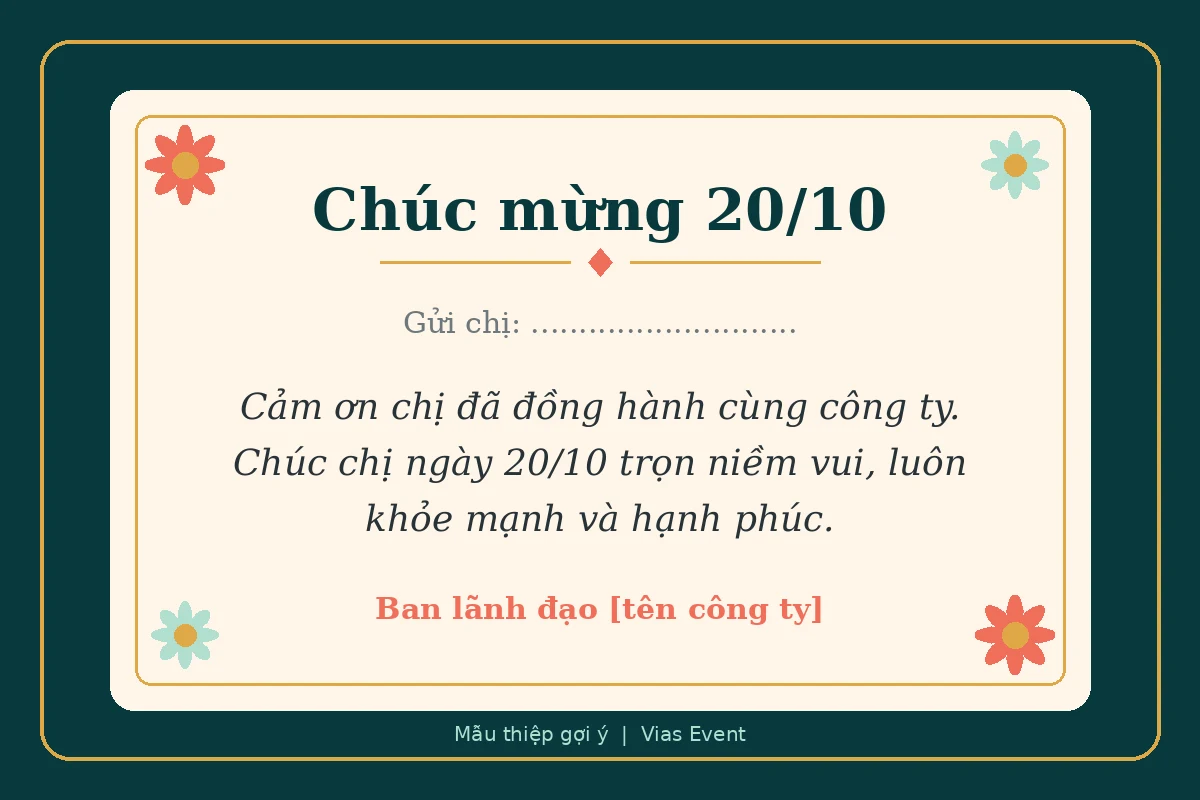 mẫu thiệp chúc 20/10 tặng nhân viên nữ